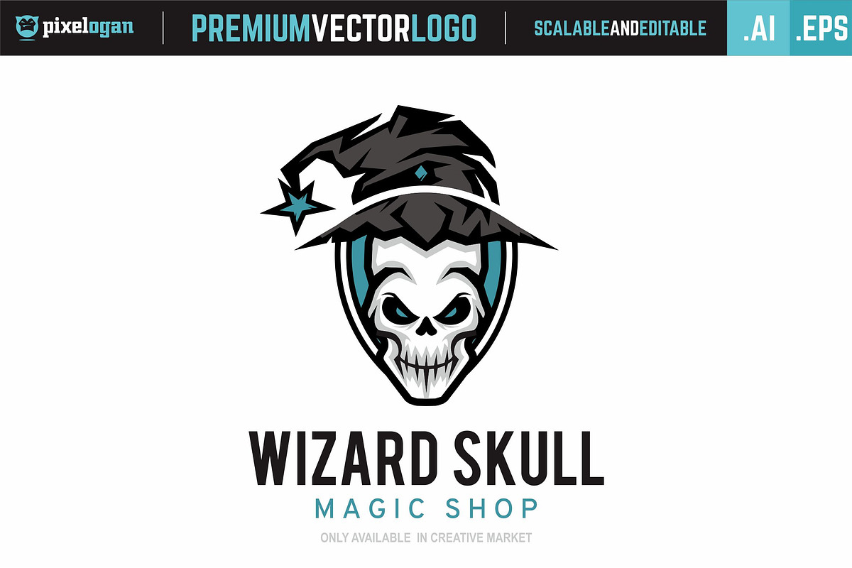 Wizard Skull Logo, a Branding & Logo Template by pixelogan (Photo 1 of 3)