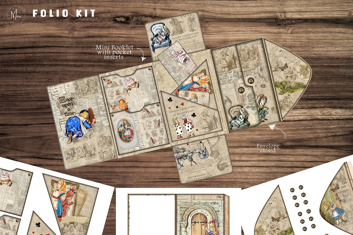Alice in Wonderland Grunge Folio kit, a Decorative Illustration by meribela (Photo 3 of 6)