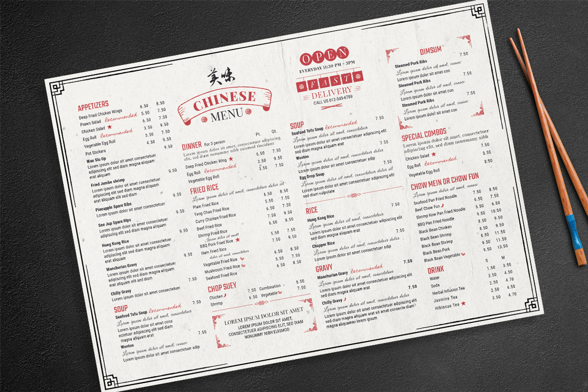 Chinese Restaurant Menu Template, a Flyer Template by BrandPacks (Photo 3 of 5)