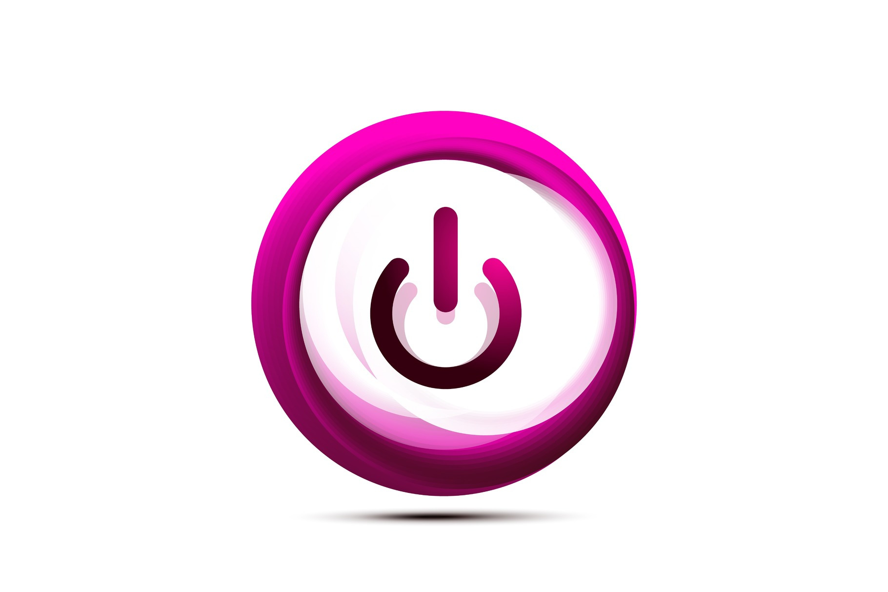 Glass transparent effect power start button, on off icon, vector UI or ...