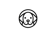 Dog face line emblem branding mark, a Branding & Logo Template by Vectorium Studio (Thumbnail 2 of 2)