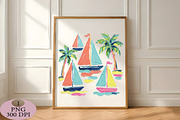 Pastel Sailboats Coastal PNG, an Illustration by Daily.Designs (Thumbnail 4 of 5)