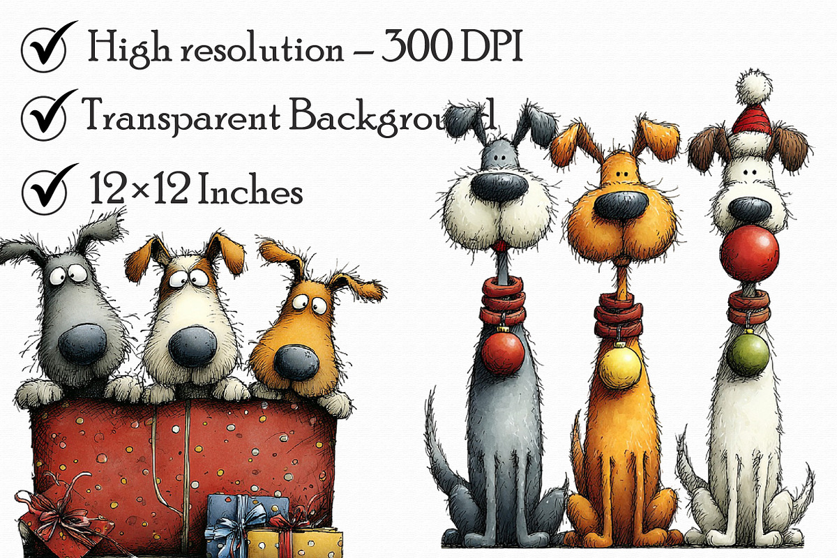 Quirky Christmas Dog Gang Clipart, an Illustration by Libby Wishes (Photo 6 of 7)