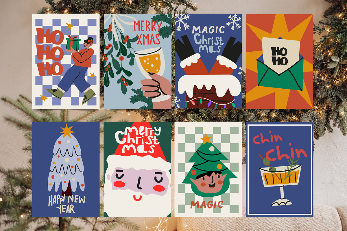 Christmas Retro Posters Collection, a Seasonal Illustration by Luamor (Photo 2 of 7)