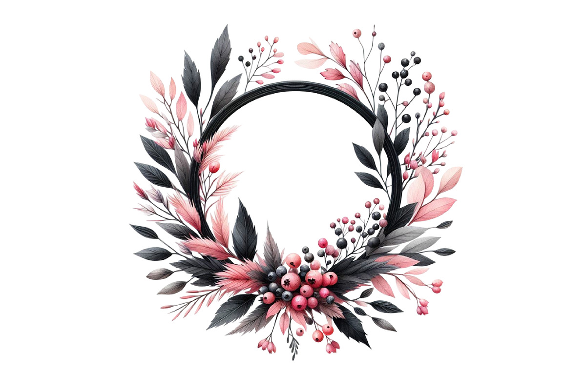 Watercolor Pink and Black Autumn PNG, an Illustration by Designking (Photo 4 of 4)