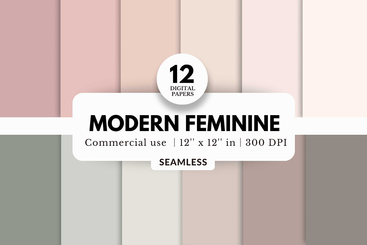 12 Modern Feminine Digital Papers, a Background Graphic by NorthWindPixels (Photo 1 of 4)