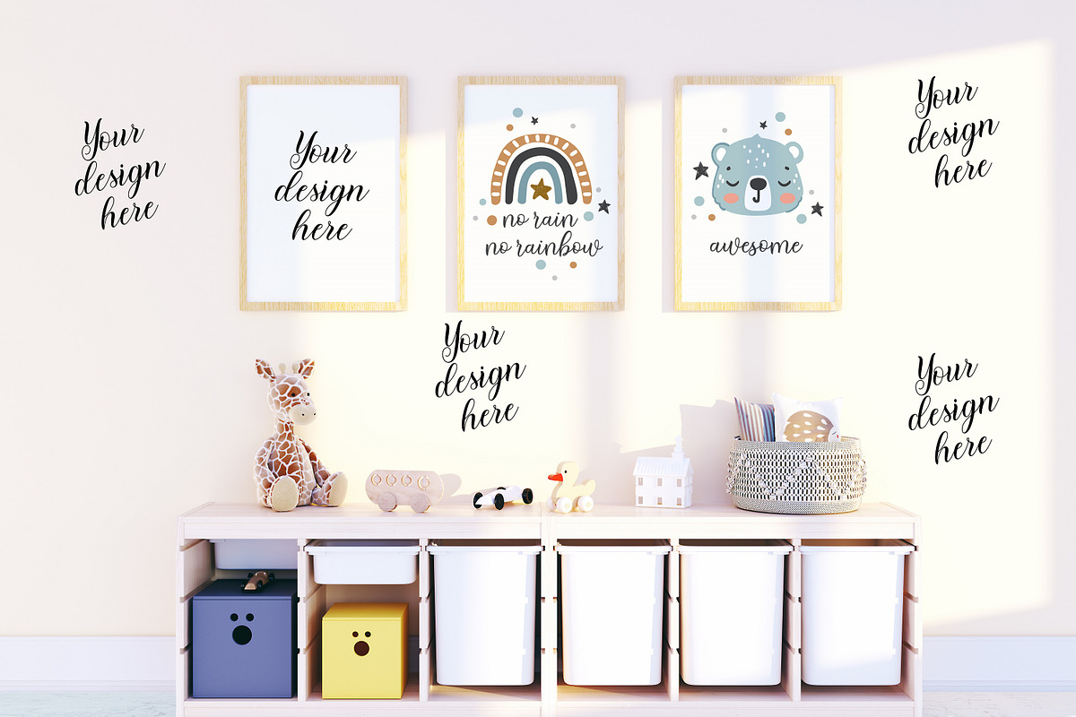 Nursery frame and wall mockup., a Print Template by MockupMarket (Photo 1 of 4)
