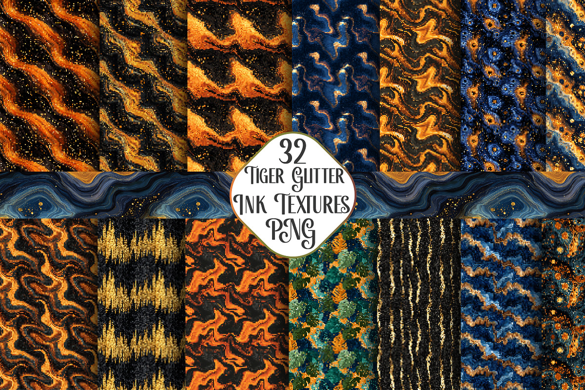 Tiger Glitter Ink Textures Digital, a Work Illustration by CraftArtStudio (Photo 1 of 4)