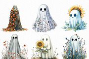 Halloween Floral Ghost Clipart, an Illustration by Craft Nest (Thumbnail 5 of 6)