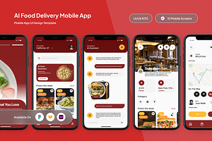 Delicia AI Food Delivery Mobile App, an App Template by trabaskriya
