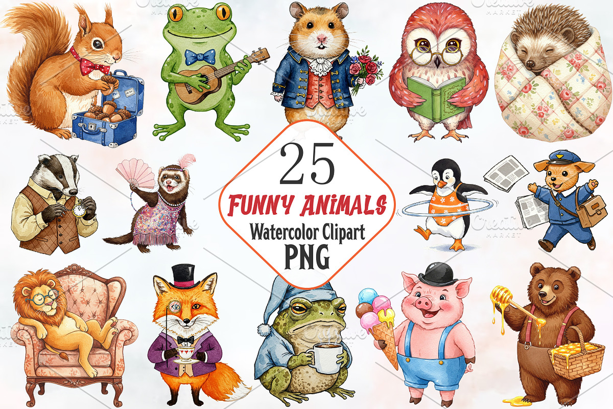 Funny Animals Clipart, an Illustration by RobertsArt (Photo 1 of 7)