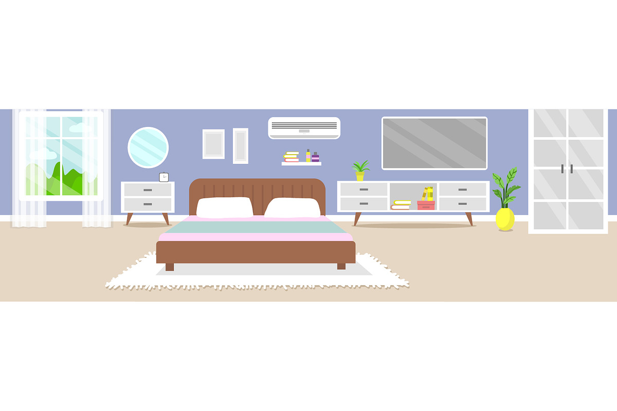 Modern 3 room apartment vector, an Object Illustration by Olena Halahan (Photo 2 of 4)