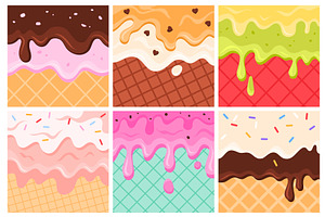 Drops of ice cream melt and flow, an Illustration by Flashvector