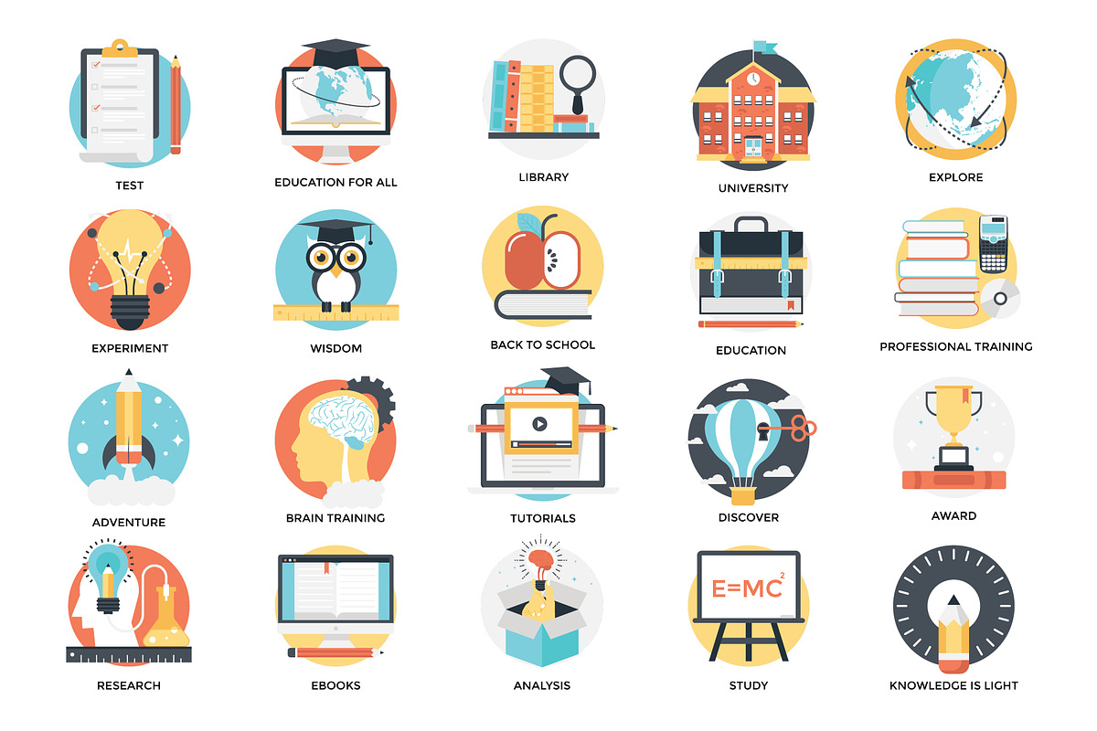 175 Flat Education Icons, a Duotone Icon by Prosymbols (Photo 2 of 10)