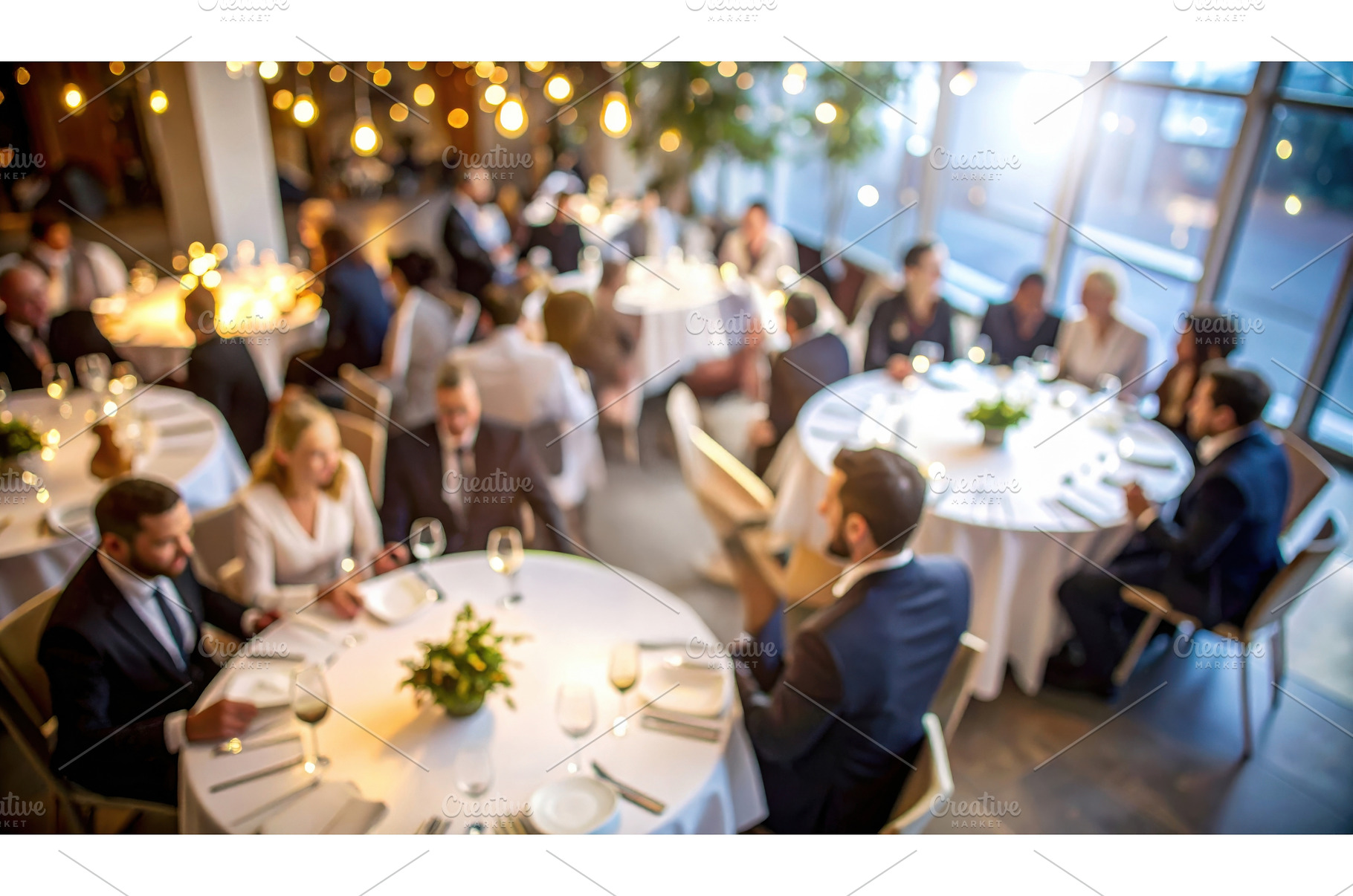 Elegant banquet hall with round, an Architecture Photo by Igor Tichonow