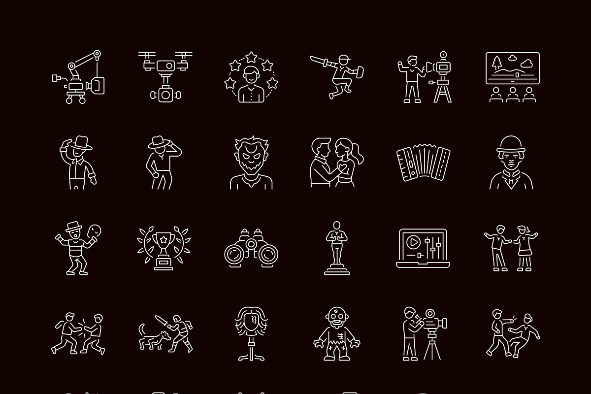 Movie Icon Art Set, an Outline Icon by Prosymbols (Photo 8 of 8)