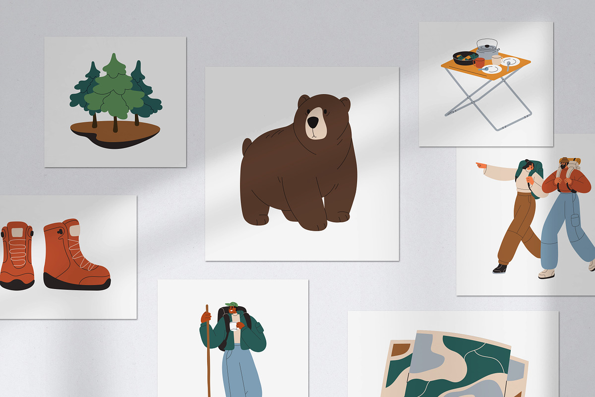 Camping, hiking, trekking items set, an Object Illustration by Good Studio (Photo 5 of 5)