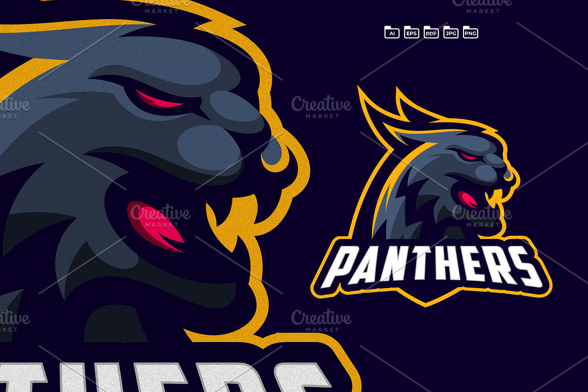 Panther sport mascot logo template, a Branding & Logo Template by EndR_ID