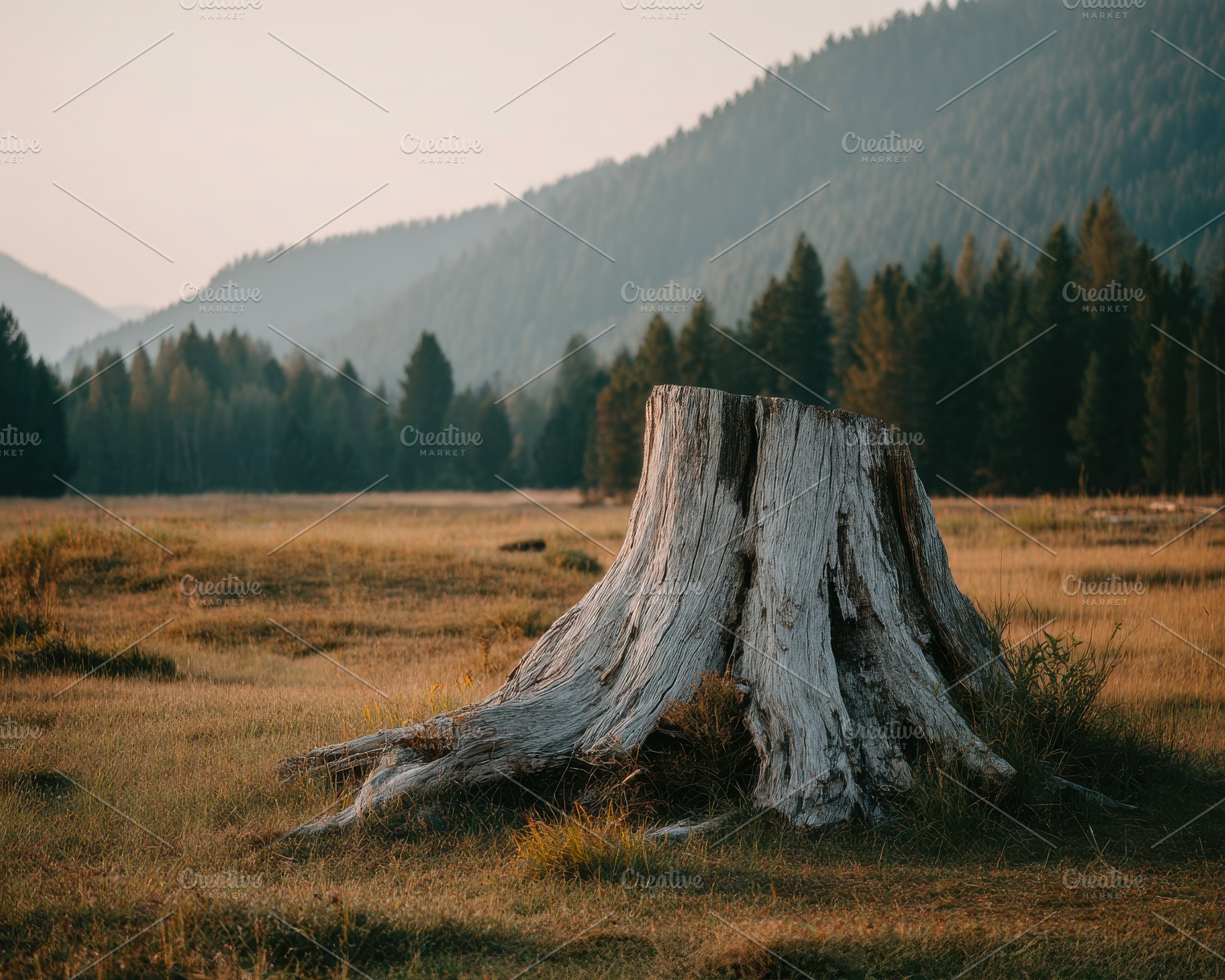 Old Tree Stump in Meadow, a Nature Photo by Virgo Studio