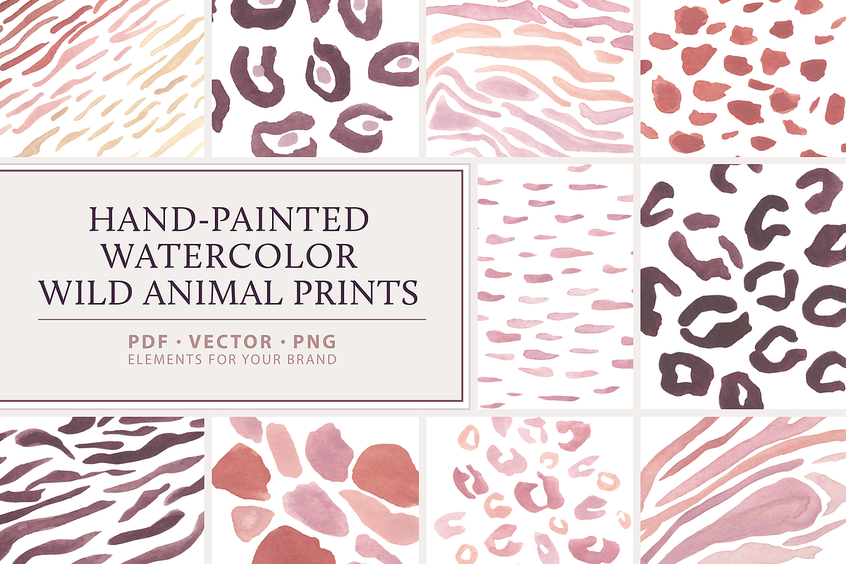 Watercolor Wild Animal Prints, a Pattern Graphic by Finicky Fox Design (Photo 4 of 4)