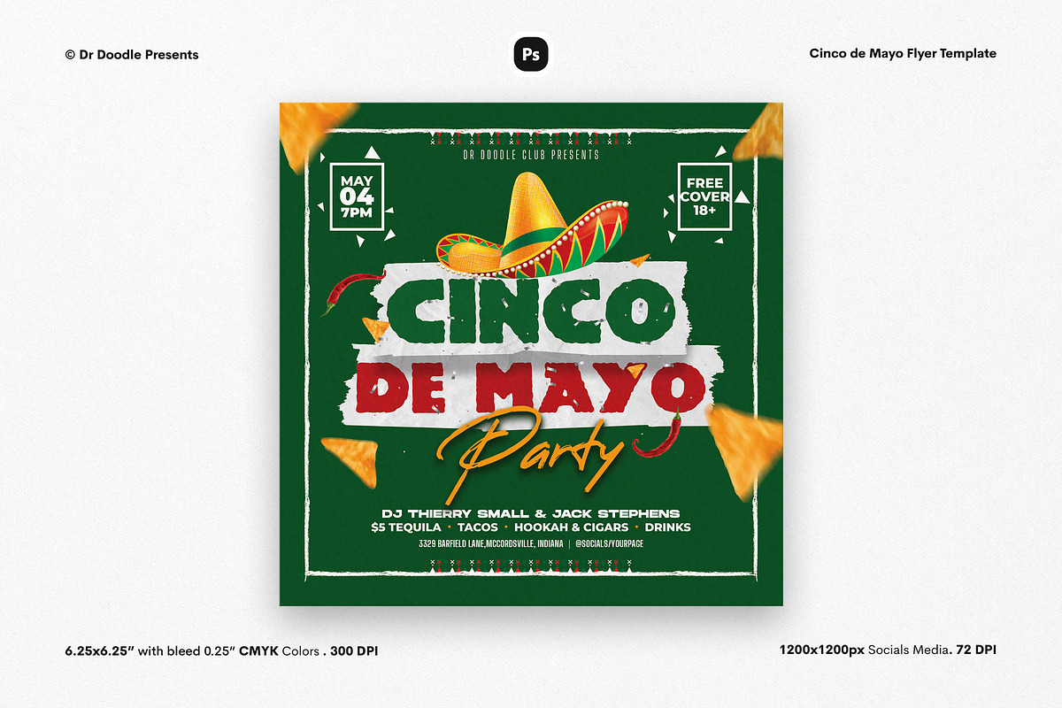 Cinco De Mayo Event Flyer, a Flyer Template by iDoodle Studio