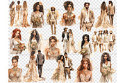 Black Bride and Groom Clipart, a Person Illustration by GlamArtZhanna (Thumbnail 5 of 5)