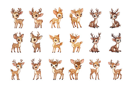 Baby deer cartoon vector set. Cute, an Animal Illustration by Onyx