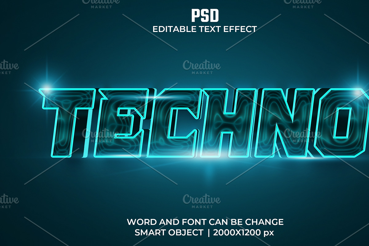 Techno Neon 3d Psd Text Effect, a Layer Style Add-On by bdrobin (Photo 2 of 2)