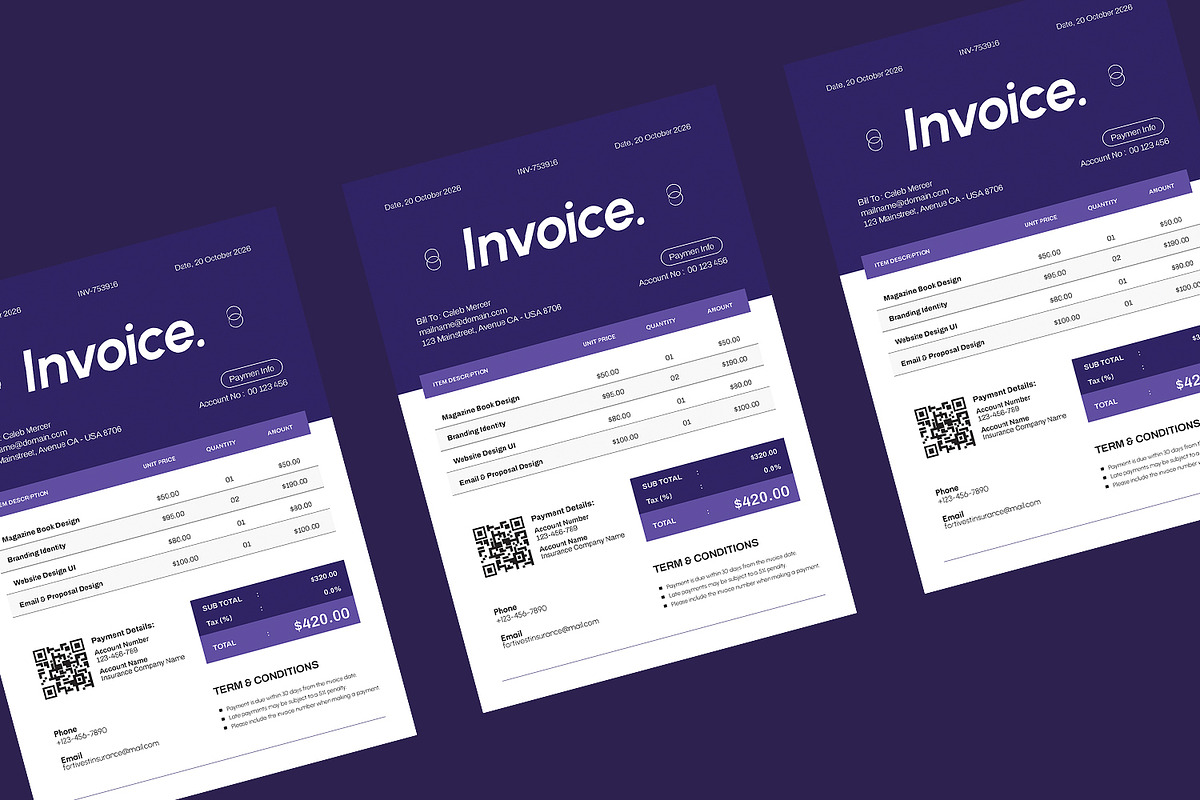 Fortivest Insurance - Invoice, a Stationery Template by Esensifiksi.studio (Photo 3 of 3)