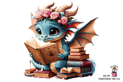 Dragon Reading Book PNG Bundle, a Graphic by Clipart Bloom (Thumbnail 6 of 12)