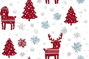 Charming Christmas pattern featuring reindeer, trees, and snowflakes, a Background Photo by OSORIOartist