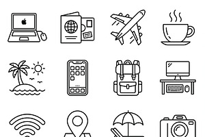 Bundles vector Digital Nomad Icons, an Outline Icon by adenpinkstore