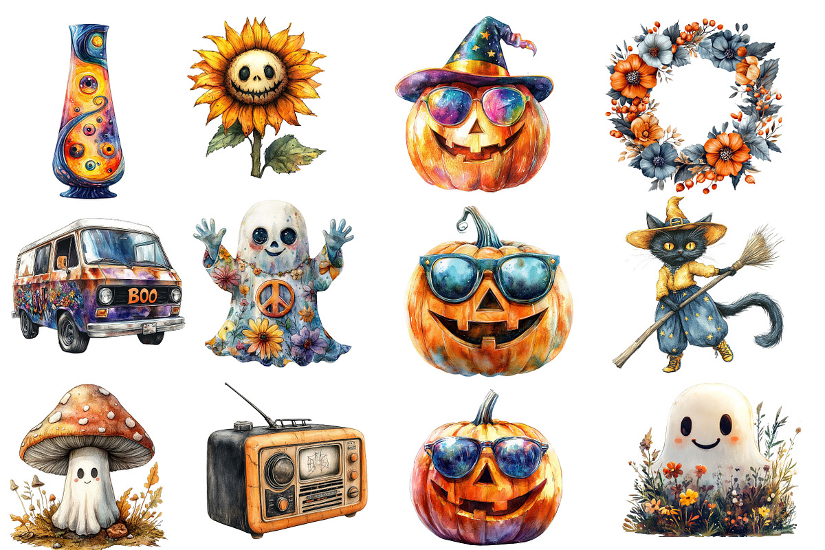 Groovy Retro Halloween Clipart, an Illustration by Designworld (Photo 4 of 5)