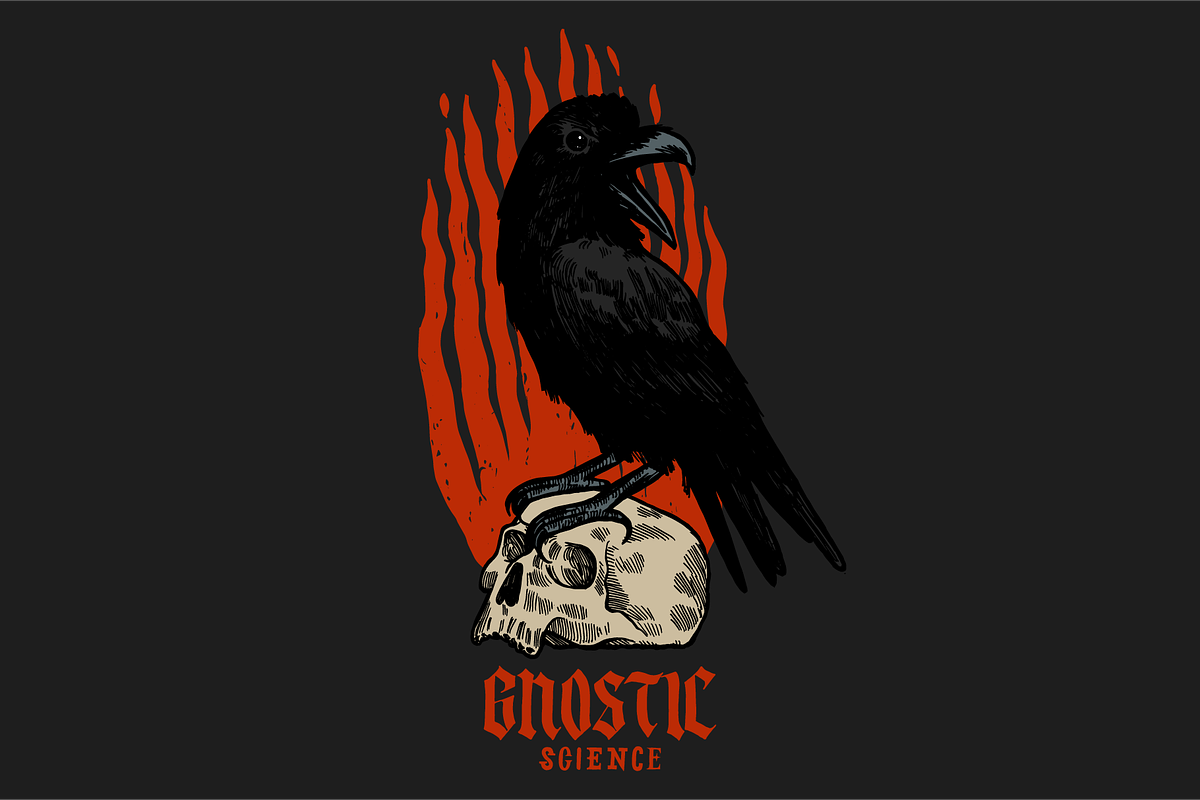 Gnostic Science Raven, an Illustration by hand draw