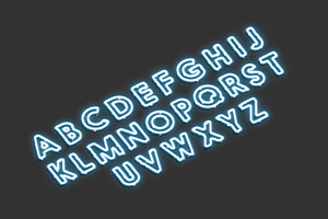 Blue Neon Capital Letters 3D Model