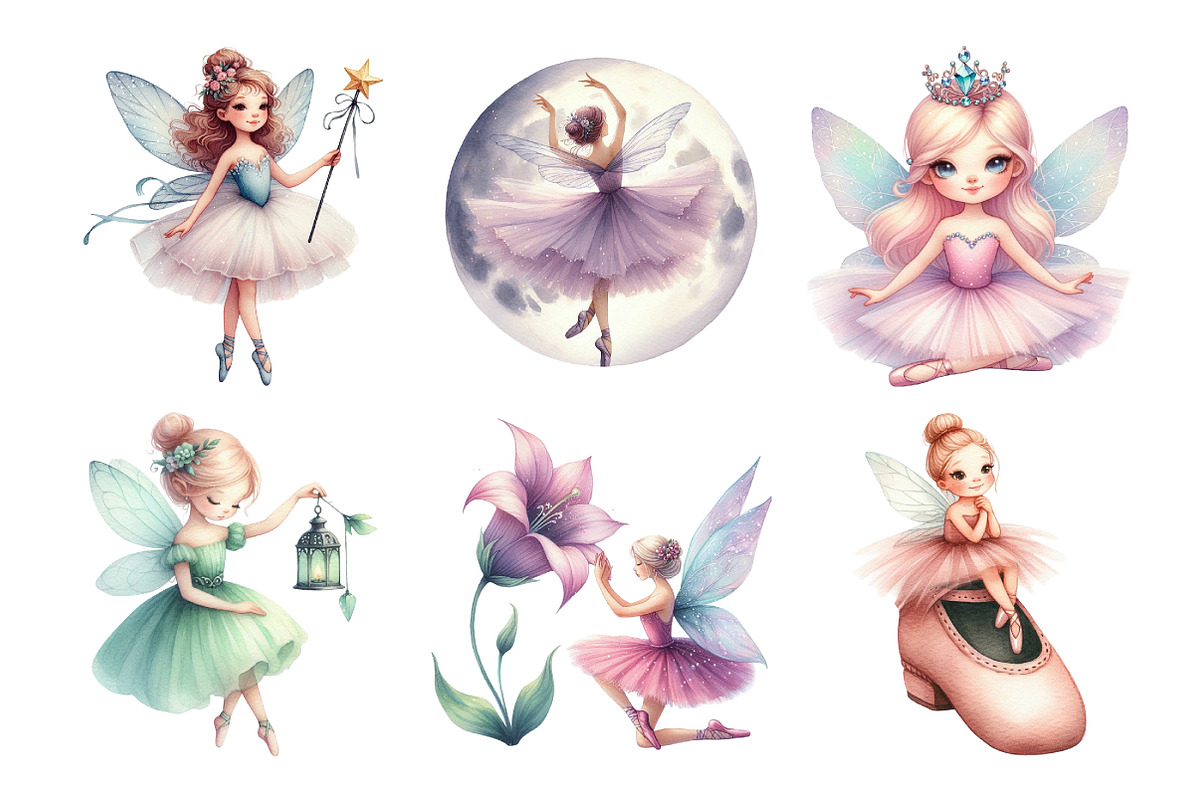 Dreamy Fairy Ballerinas Clipart, an Illustration by Daily.Designs (Photo 3 of 5)