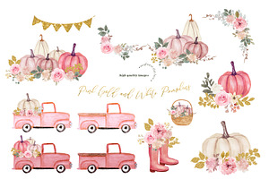 Pink White Pumpkin Truck Clipart