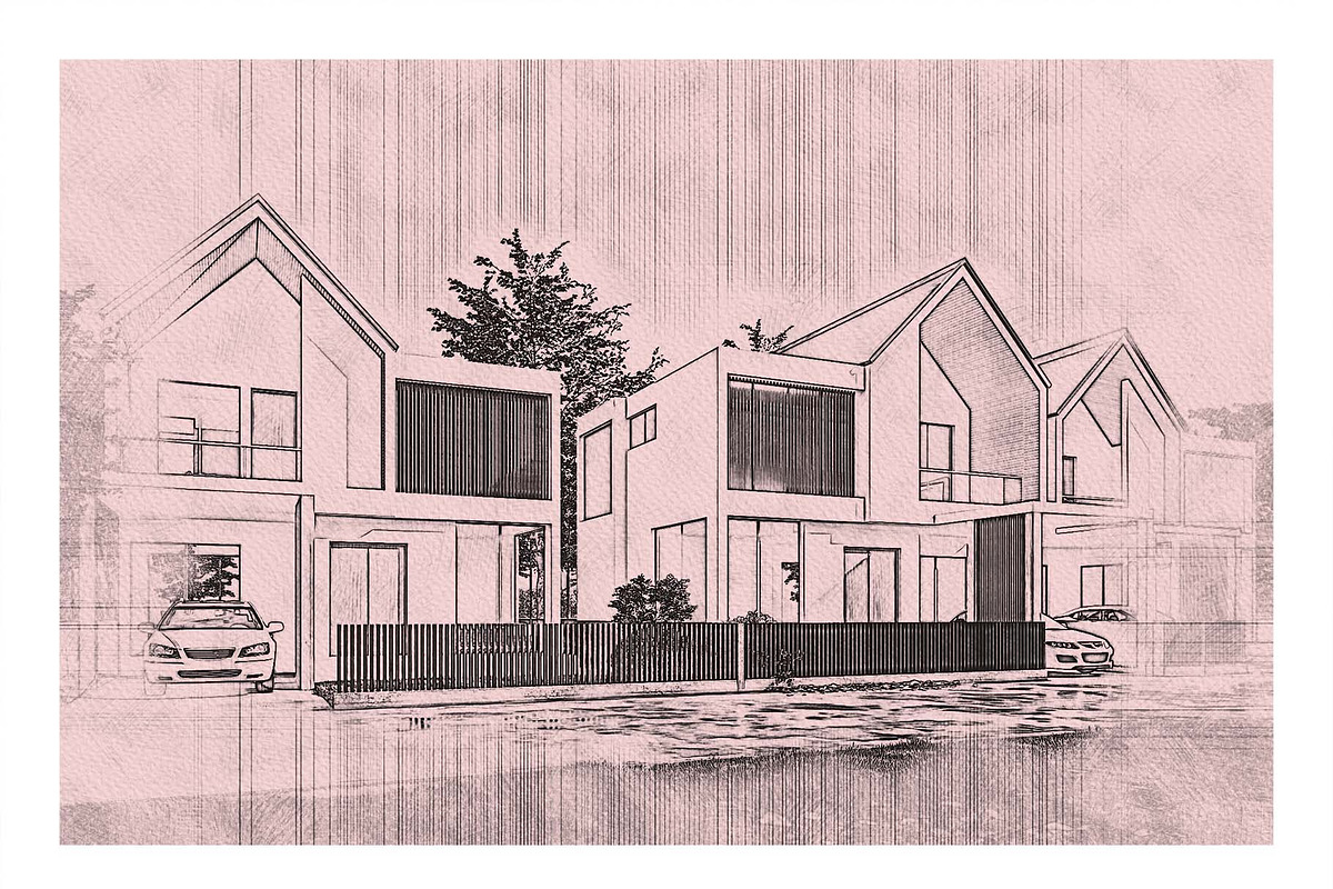 Architecture Line Drawing Photoshop, an Action Add-On by Photoshop Action (Photo 5 of 13)