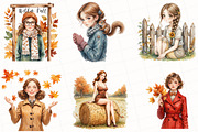Watercolor Autumn Girls Clipart, an Illustration by OK Design (Thumbnail 4 of 5)