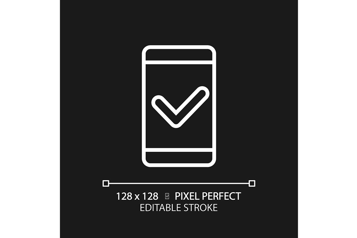 Mobile phone with check mark pixel, an Icon by IMG Visuals