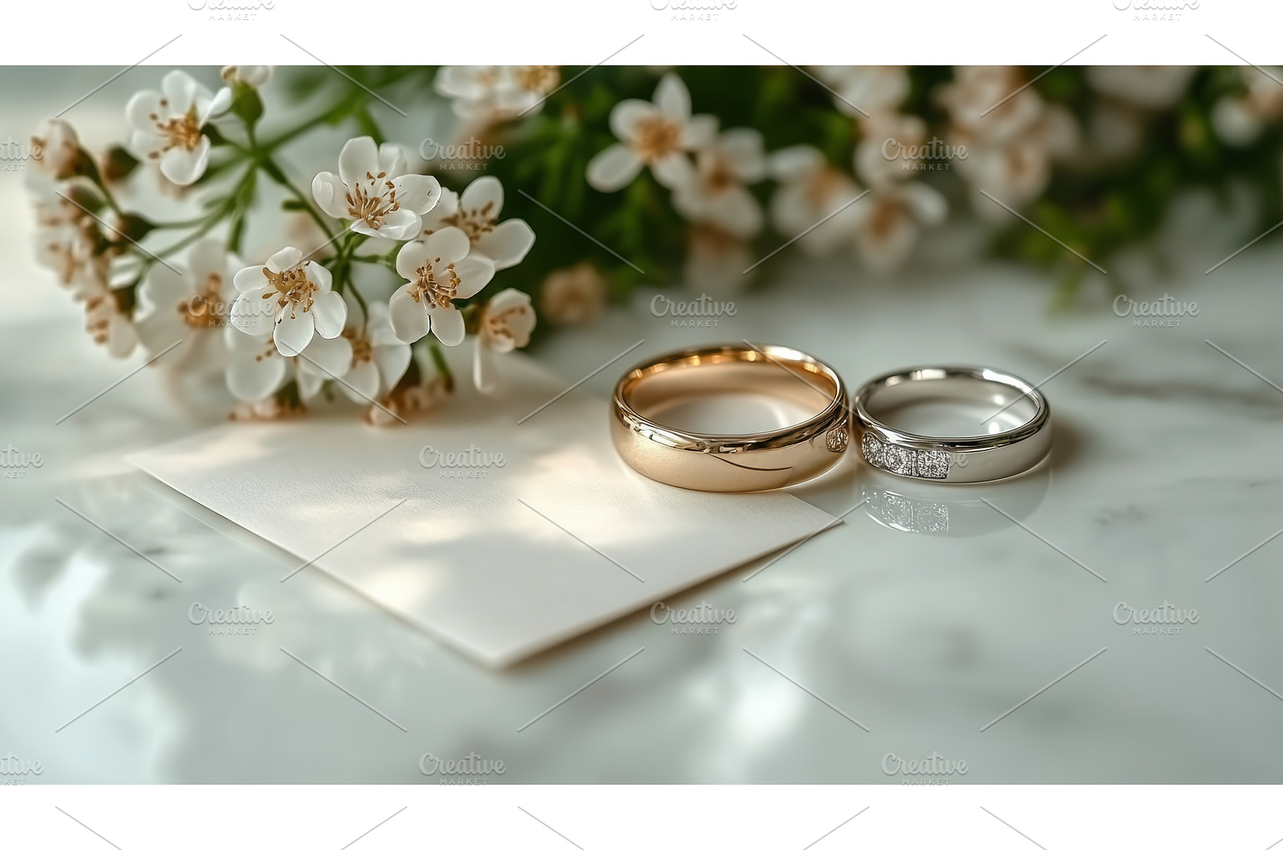 Elegant wedding rings on an, a Photo by Rodica Ciorba