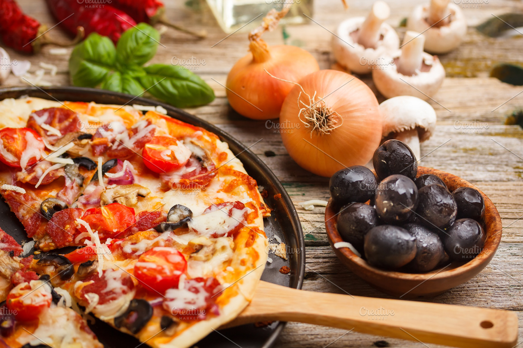 Homemade Pizza Stock Photo Containing Pizza And Slice