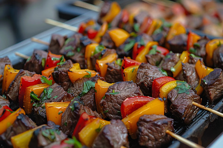 Skewers of succulent beef and sweet, a Photo by Iftikhar Alam