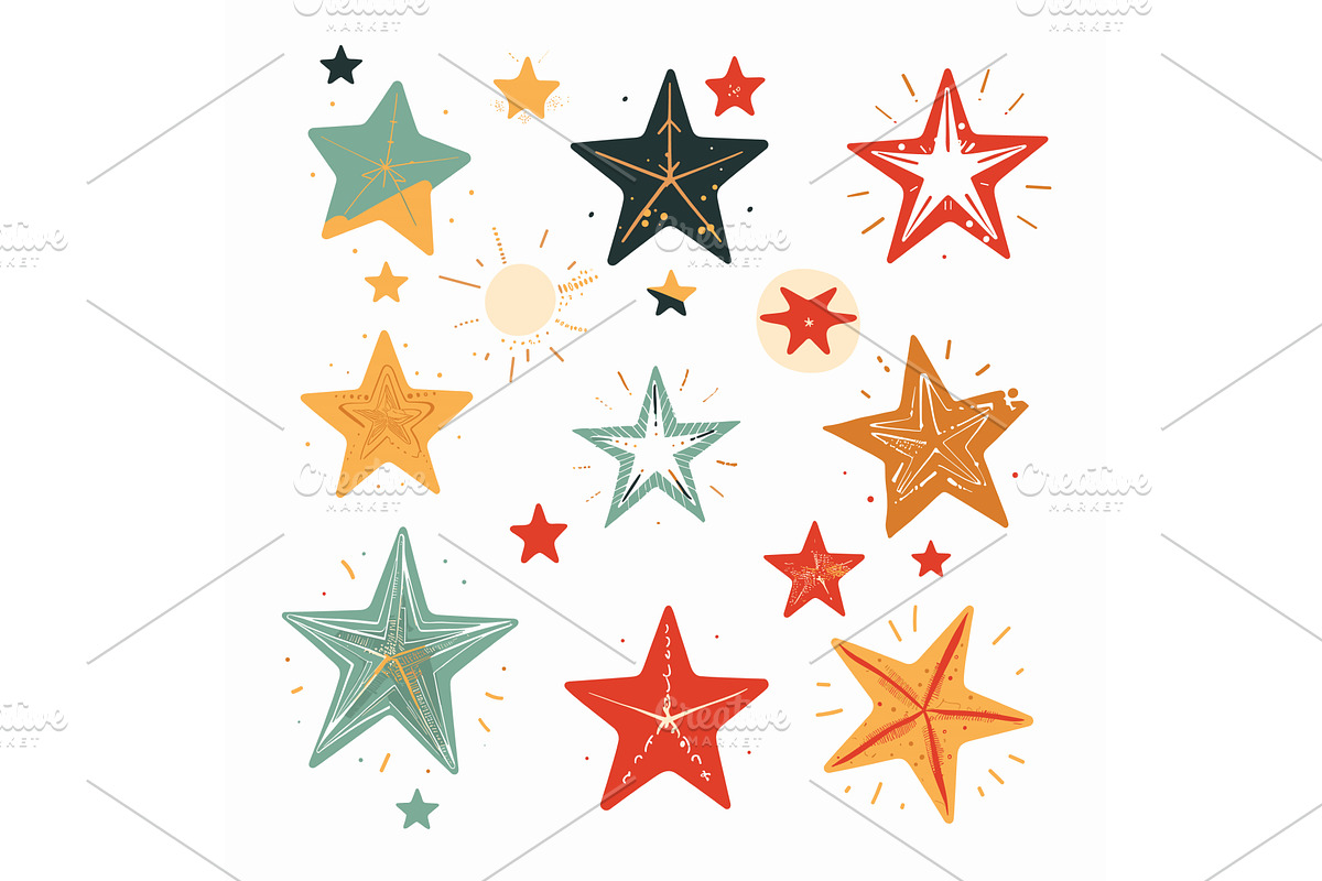 Collection colorful star, an Illustration by Vectorstockersland