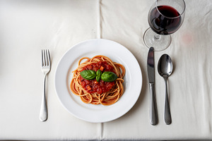 Spaghetti Pasta with Tomato Sauce, a Photo by rarrarorro