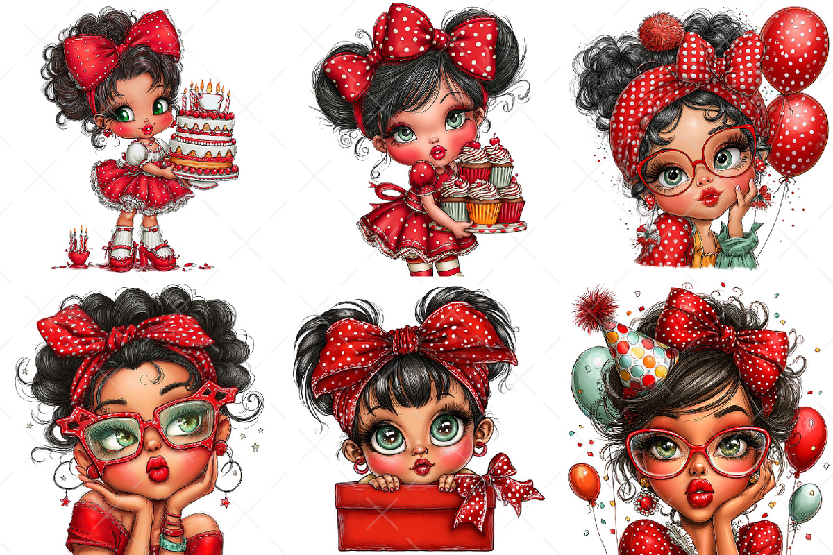 Funny Birthday Party Girl Bundle, an Illustration by Craft Nest (Photo 4 of 9)