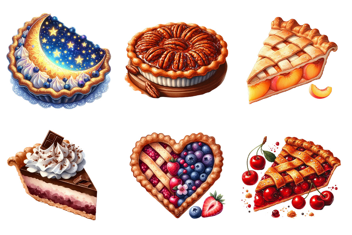 Pie Watercolor Clipart PNG, an Illustration by SinaCreation (Photo 4 of 5)