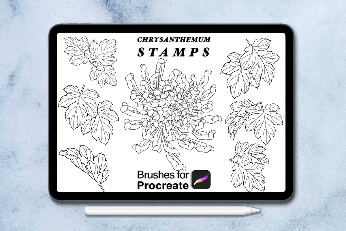 100 procreate chrysanthemum stamps, a Brush Add-On by Arts For Peace (Photo 6 of 9)
