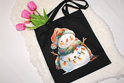 Watercolor Christmas Snowman Clipart, an Illustration by designcity5 (Thumbnail 5 of 5)