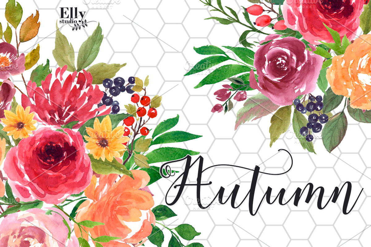 Autumn - Watercolor Flower Clip Art, an Illustration by Elly Studio (Photo 6 of 6)